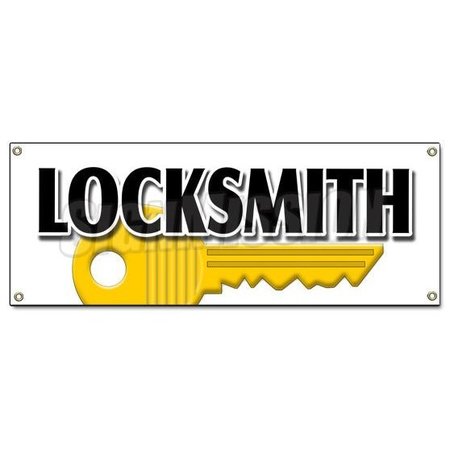 SIGNMISSION LOCKSMITH BANNER SIGN keys made service locked out mobile security B-Locksmith